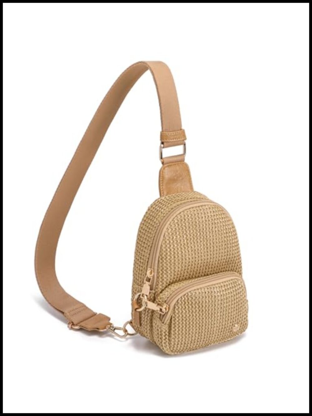 Faux Straw Crossbody Bag RFID Anti Theft Sling Purse Woven